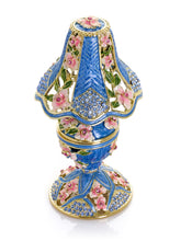 Königsblaue klassische Lampe mit rosa Blumen verziert