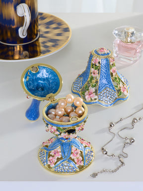 Königsblaue klassische Lampe mit rosa Blumen verziert