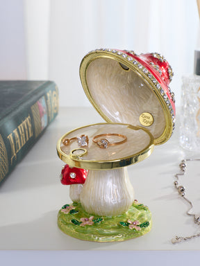 Crystal-Embellished Red Mushroom Trinket Box by Keren Kopal