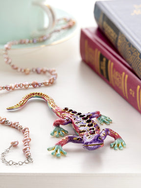 Purple Lizard Jewelry Trinket Box