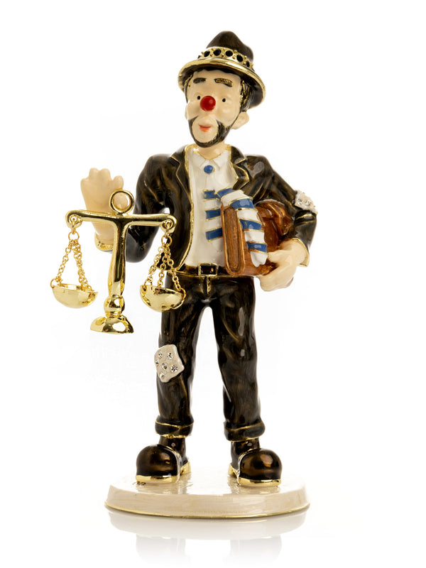 Boîte à bijoux Clown Avocat avec Livre & Balance de la Justice