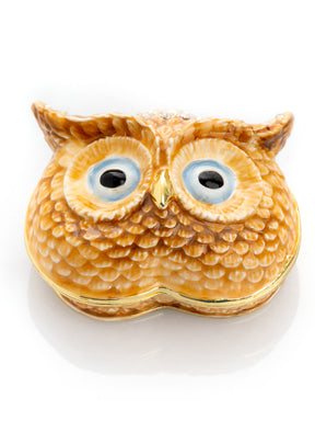 Keren Kopal Brown Owl face trinket box
