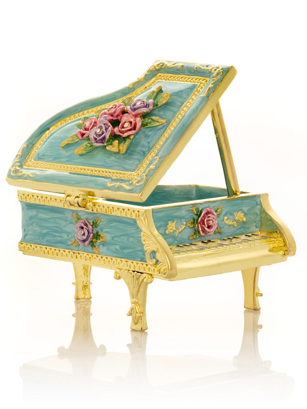 Piano turquoise avec fleurs