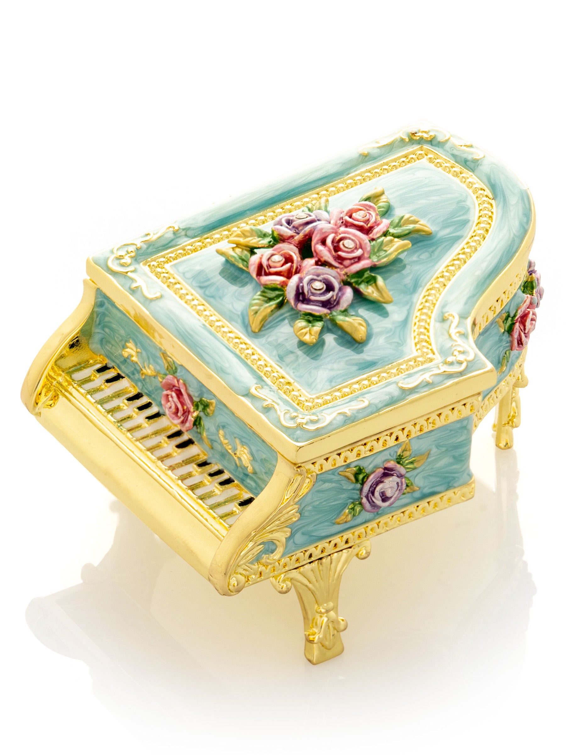 Turquoise Piano with Flowers