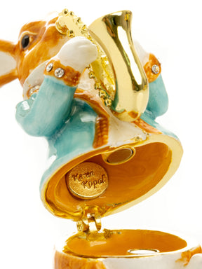 Rabbit playing the saxophone trinket box