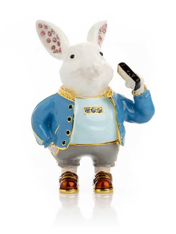Lapin Homme d'Affaires avec Téléphone Portable Boîte à bijoux