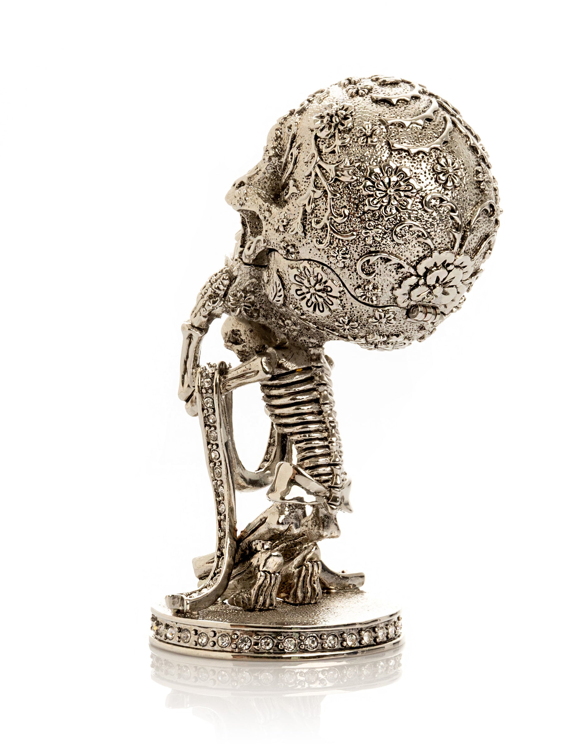 Keren Kopal Silver Skeleton holding Skull