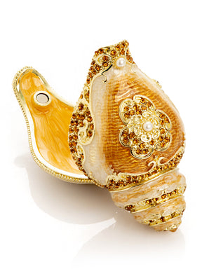 Keren Kopal Elegant Gold & Crystal Seashell Trinket Box