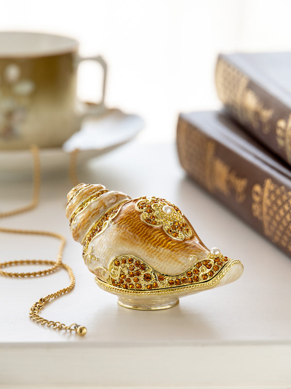 Élégante Boîte à bijoux Coquillage Or & Cristal