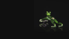 Frosch beim Training mit Ab-Roller Schmuckkästchen