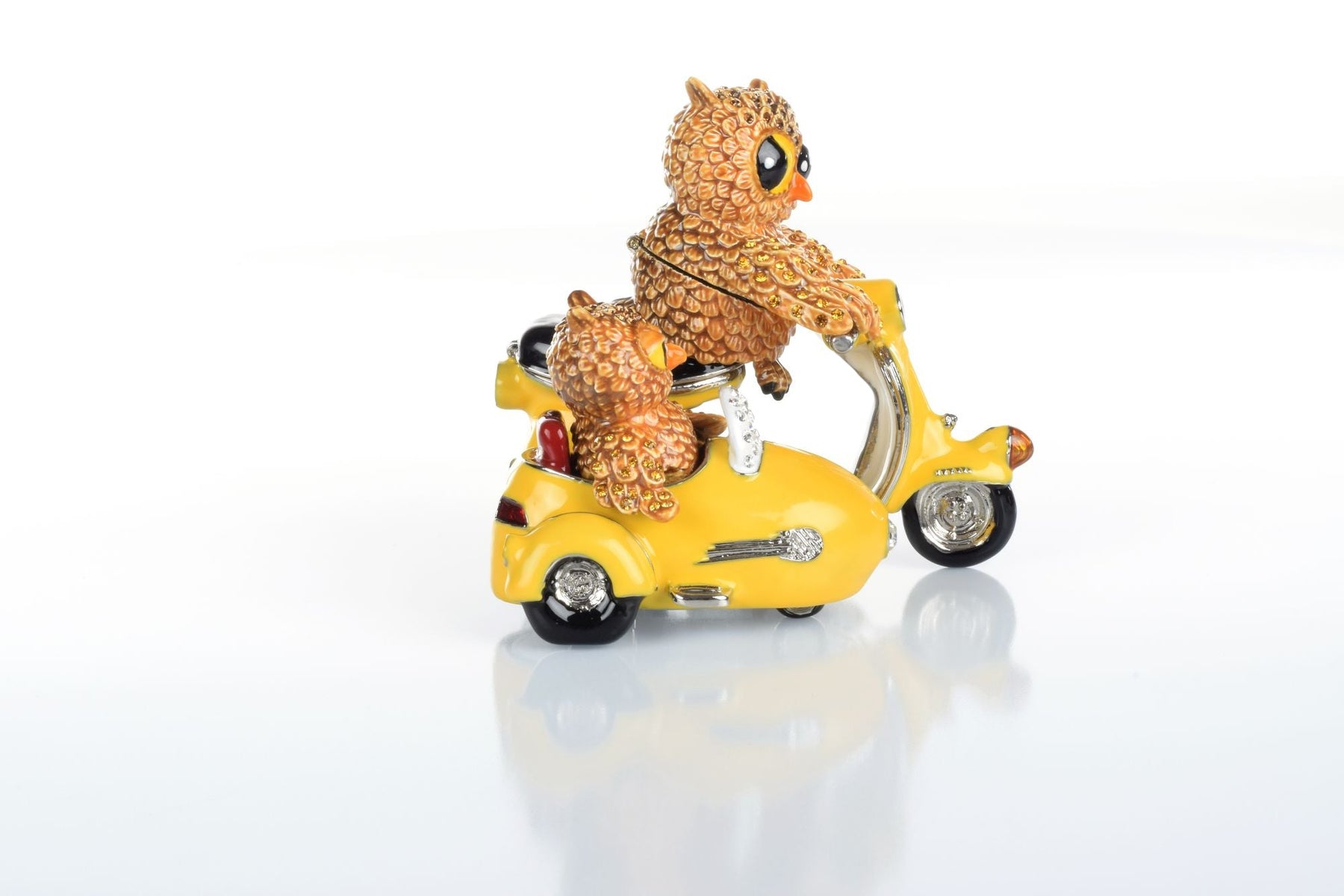 Brown Owl & Owlet Yellow bike with sidecar Limited edition 1 of 250