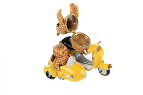 Brown Owl & Owlet Yellow bike with sidecar Limited edition 1 of 250