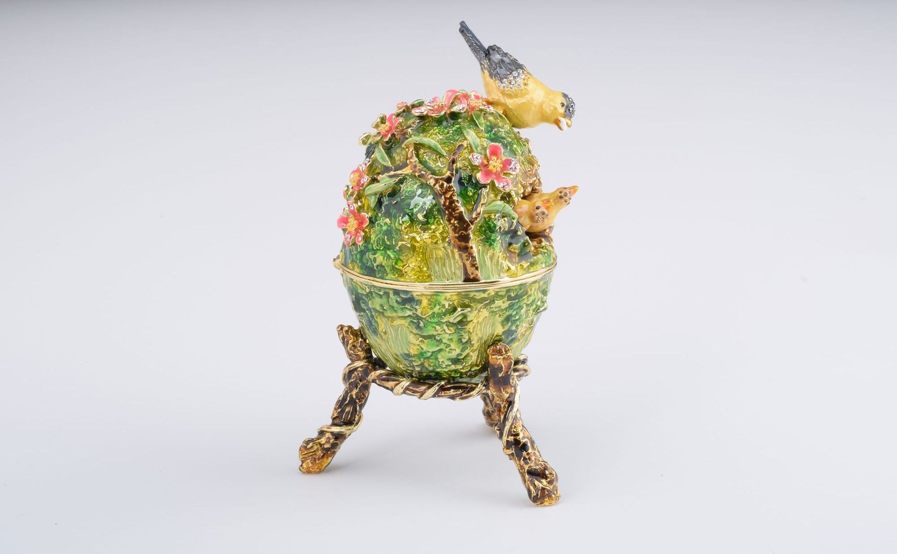 Bird Nest Faberge Style Egg with a Perl on Top