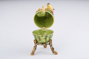 Bird Nest Faberge Style Egg with a Perl on Top