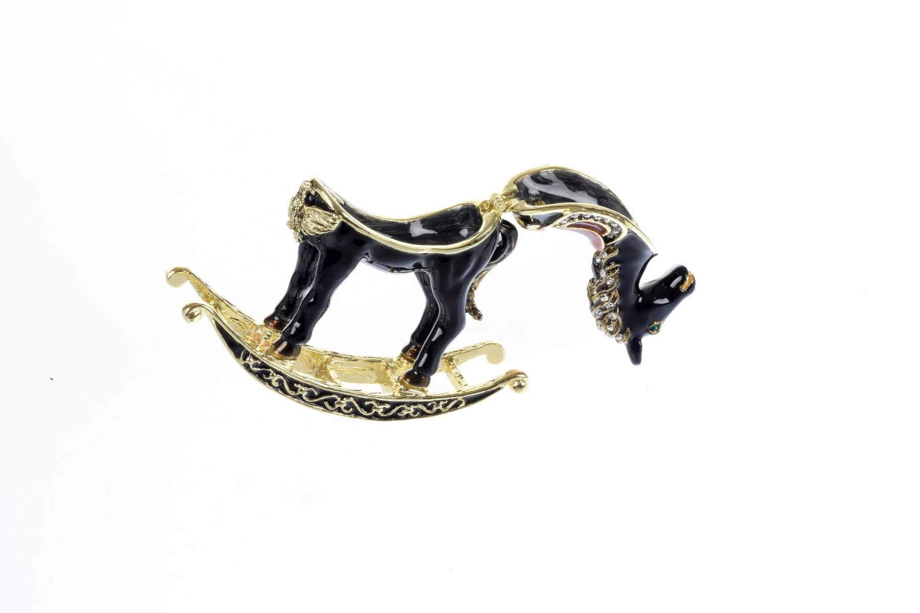 Black & Gold vinatage Rocking Horse Trinket Box