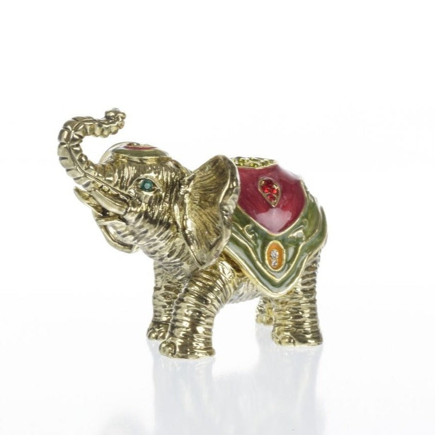 Gold Elephant Trinket Box Decorated with Swarovski Crystals