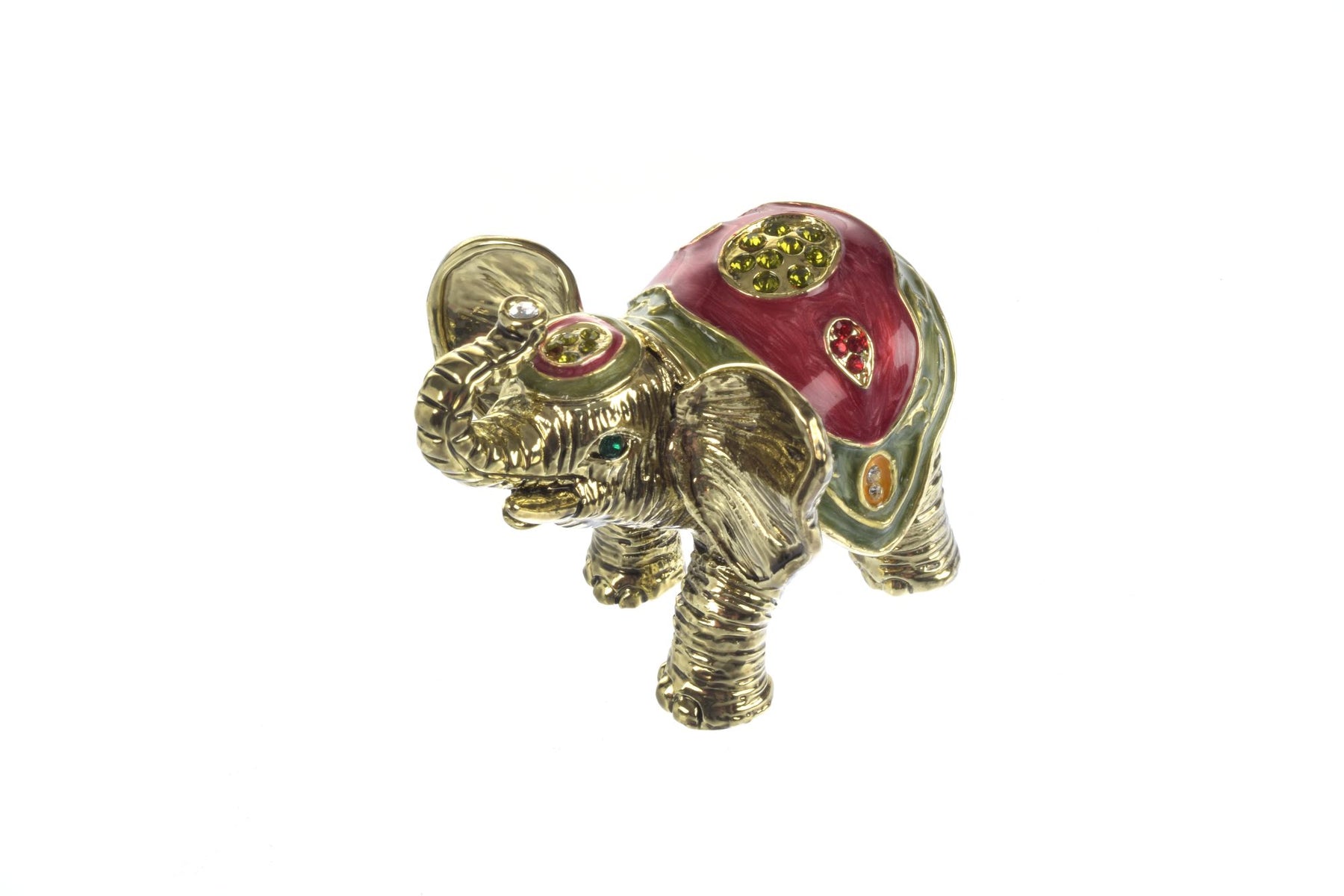 Gold Elephant Trinket Box Decorated with Swarovski Crystals