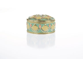 Round Green turquoise Beautiful Decorated Trinket Box