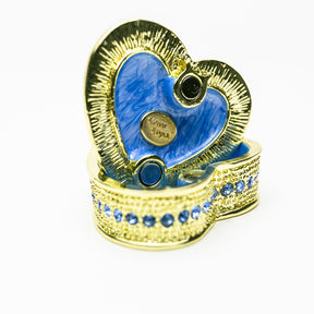 Golden Blue Heart Decorative Box