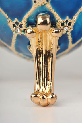 Blue Faberge Egg with Gold Clock