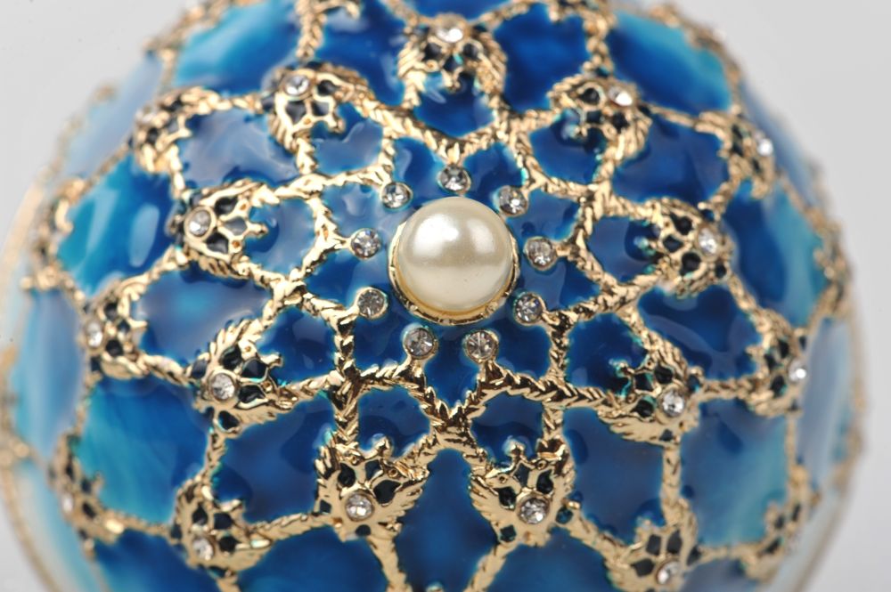 Blue Faberge Egg with Gold Clock