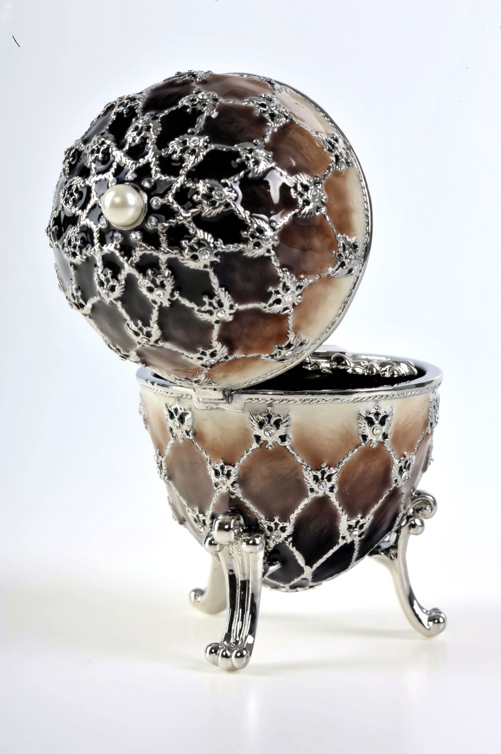 Brown Faberge Egg with Quartz Clock