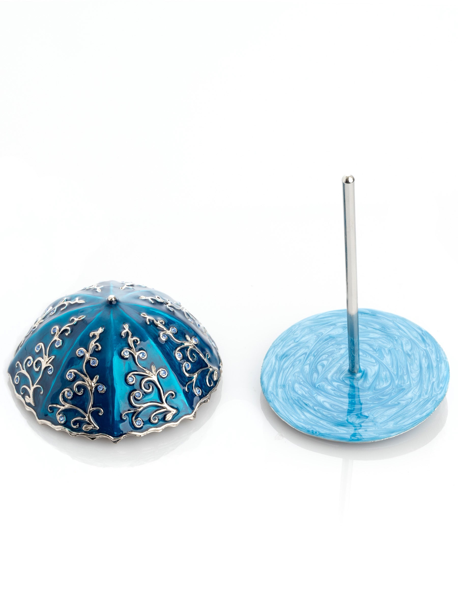 Blue Umbrella Trinket Box Handmade with Swarovski Crystals