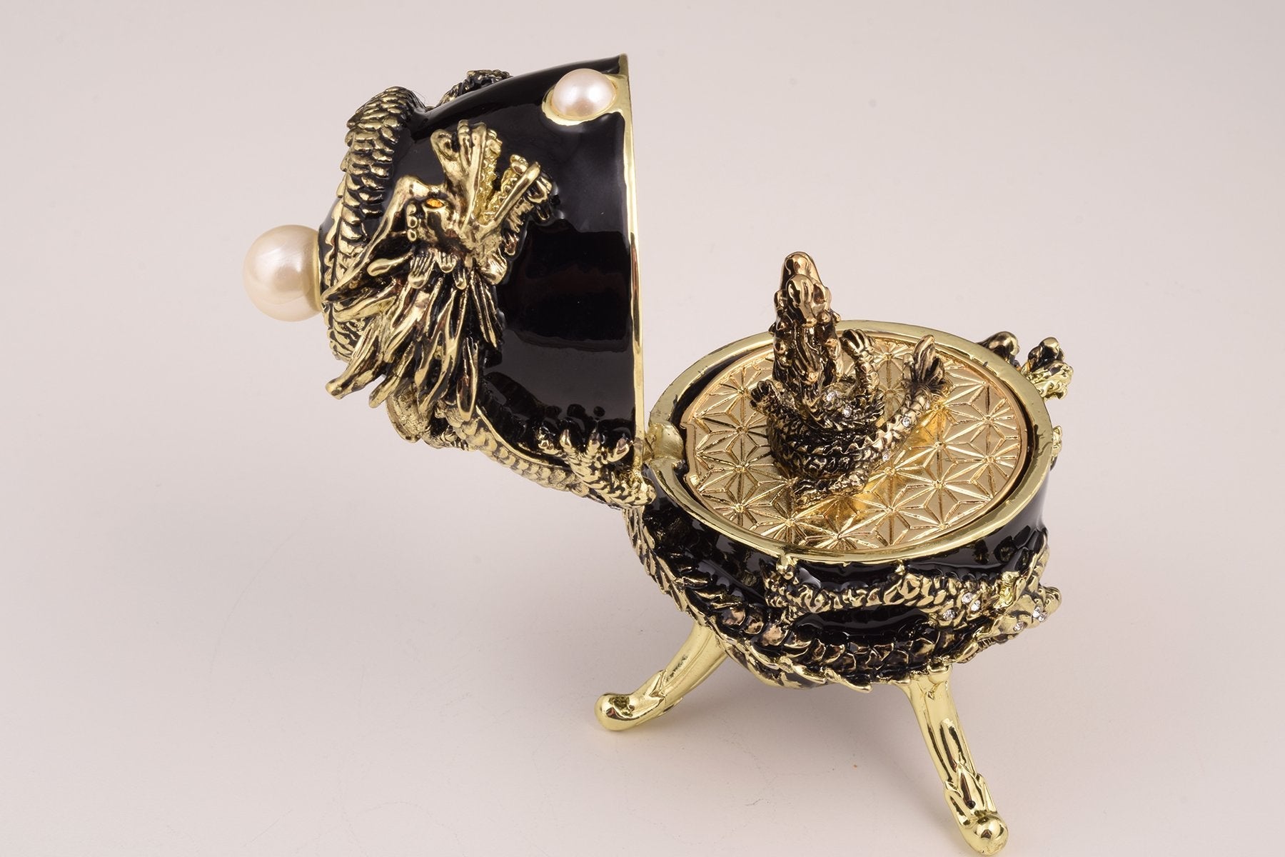 Keren Kopal Black Faberge Egg with Dragon  129.00