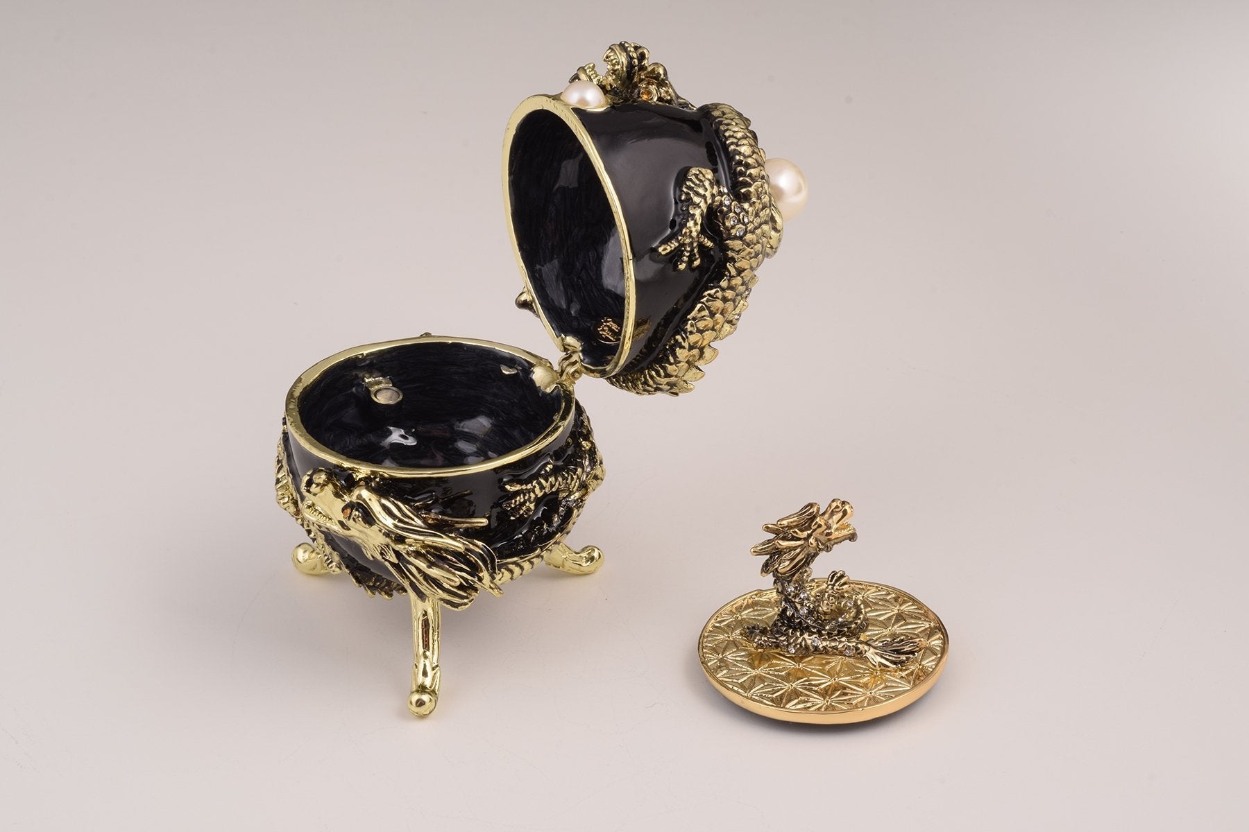 Keren Kopal Black Faberge Egg with Dragon  129.00