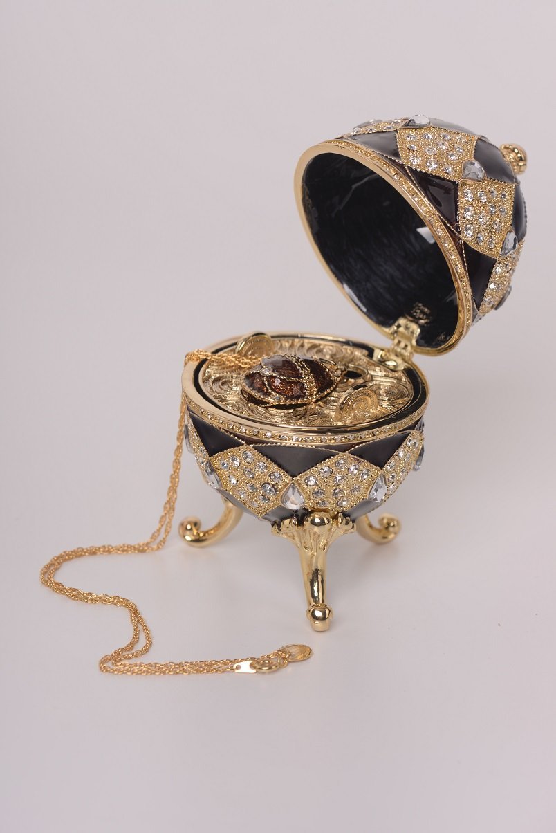 Keren Kopal Brown Faberge Egg with Egg Pendant Inside  127.00