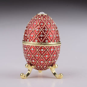 Red Faberge Egg with Horse Carousel Surprise Inside Carousel music box Keren Kopal