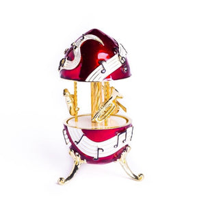 Red Musical Carousel with Music Instruments Violin Saxophone Trumpet Carousel music box Keren Kopal