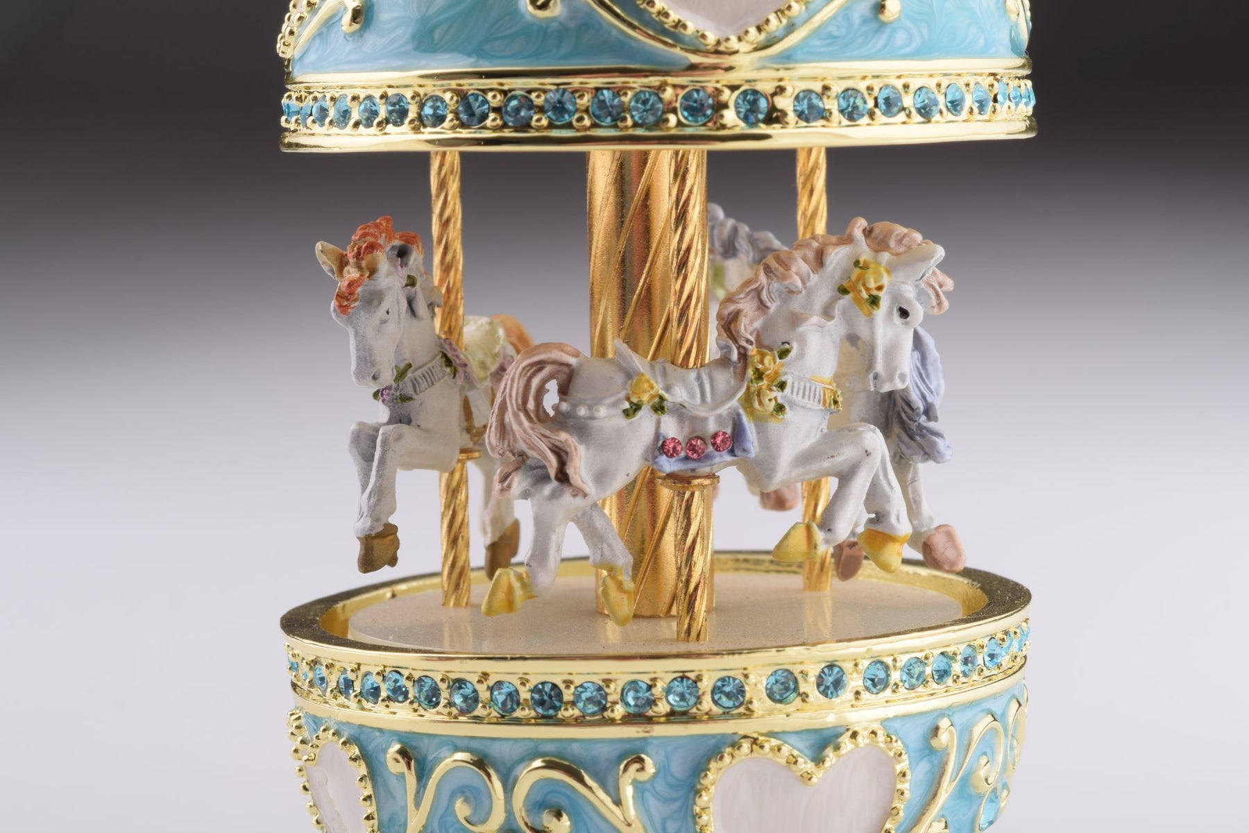 Teal Wind up Musical Carousel Carousel music box Keren Kopal