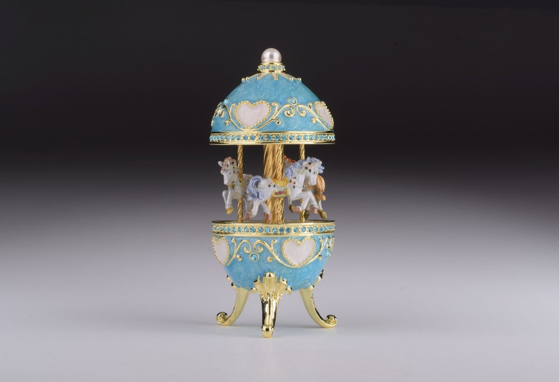 Teal Wind up Musical Carousel Carousel music box Keren Kopal