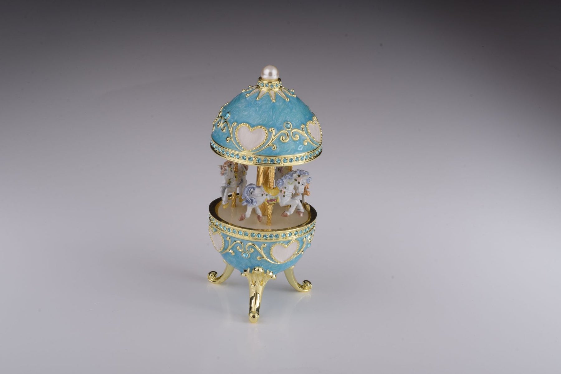 Teal Wind up Musical Carousel Carousel music box Keren Kopal