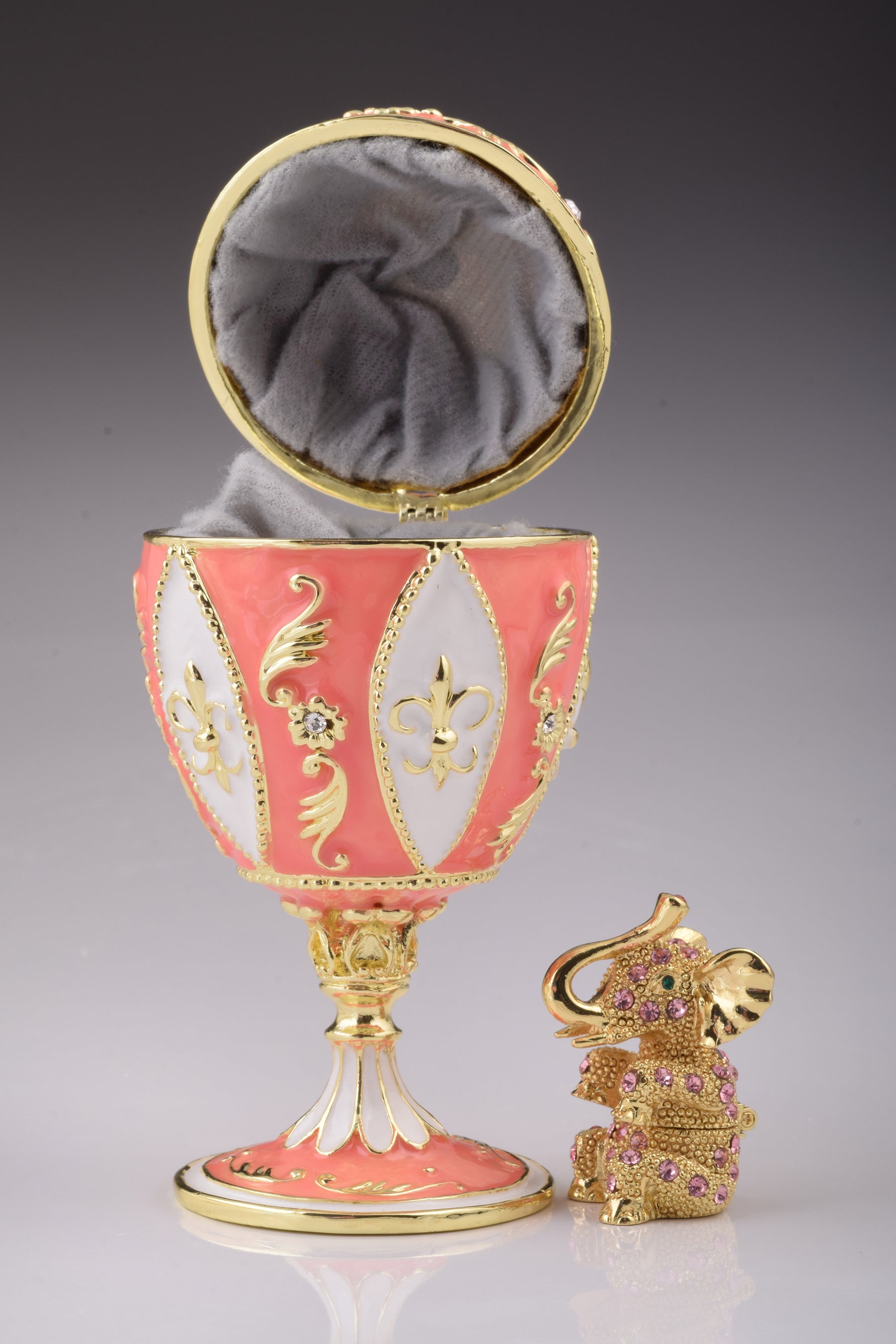 Pink Faberge Egg with Elephant Inside