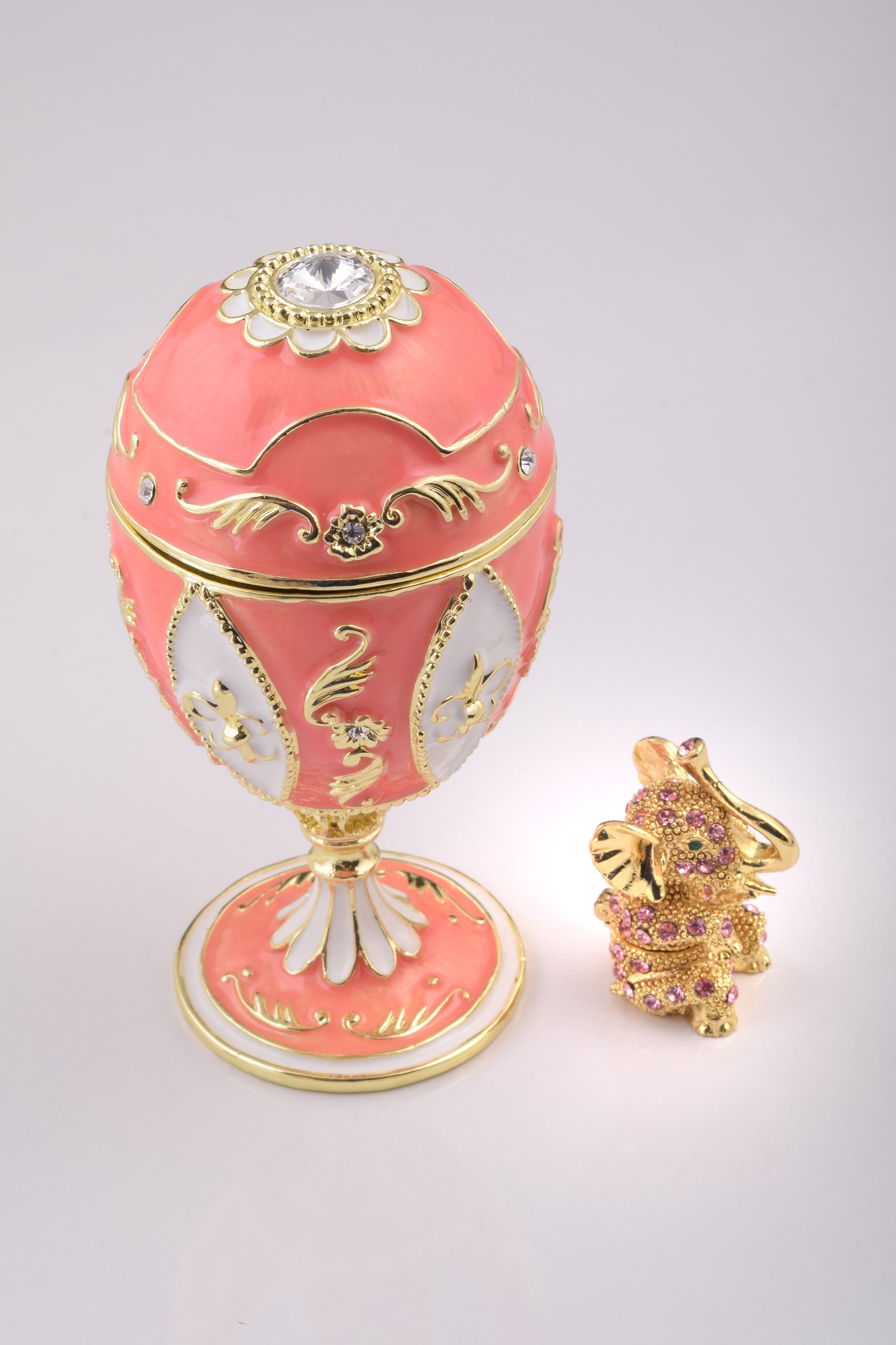 Pink Faberge Egg with Elephant Inside