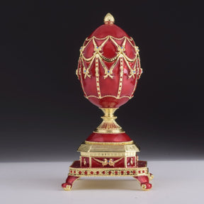 Red Faberge Egg with Clock Inside