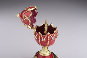 Red Faberge Egg with Clock Inside