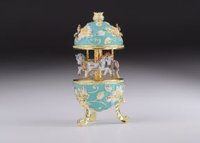 Teal Wind up Musical Carousel