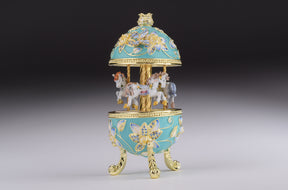 Teal Wind up Musical Carousel