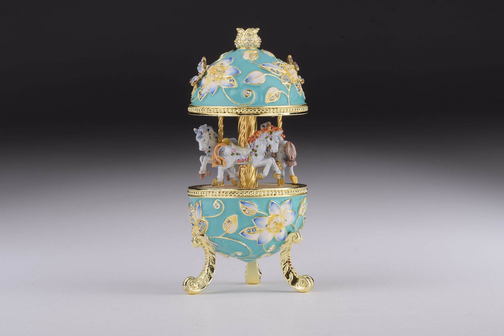 Teal Wind up Musical Carousel