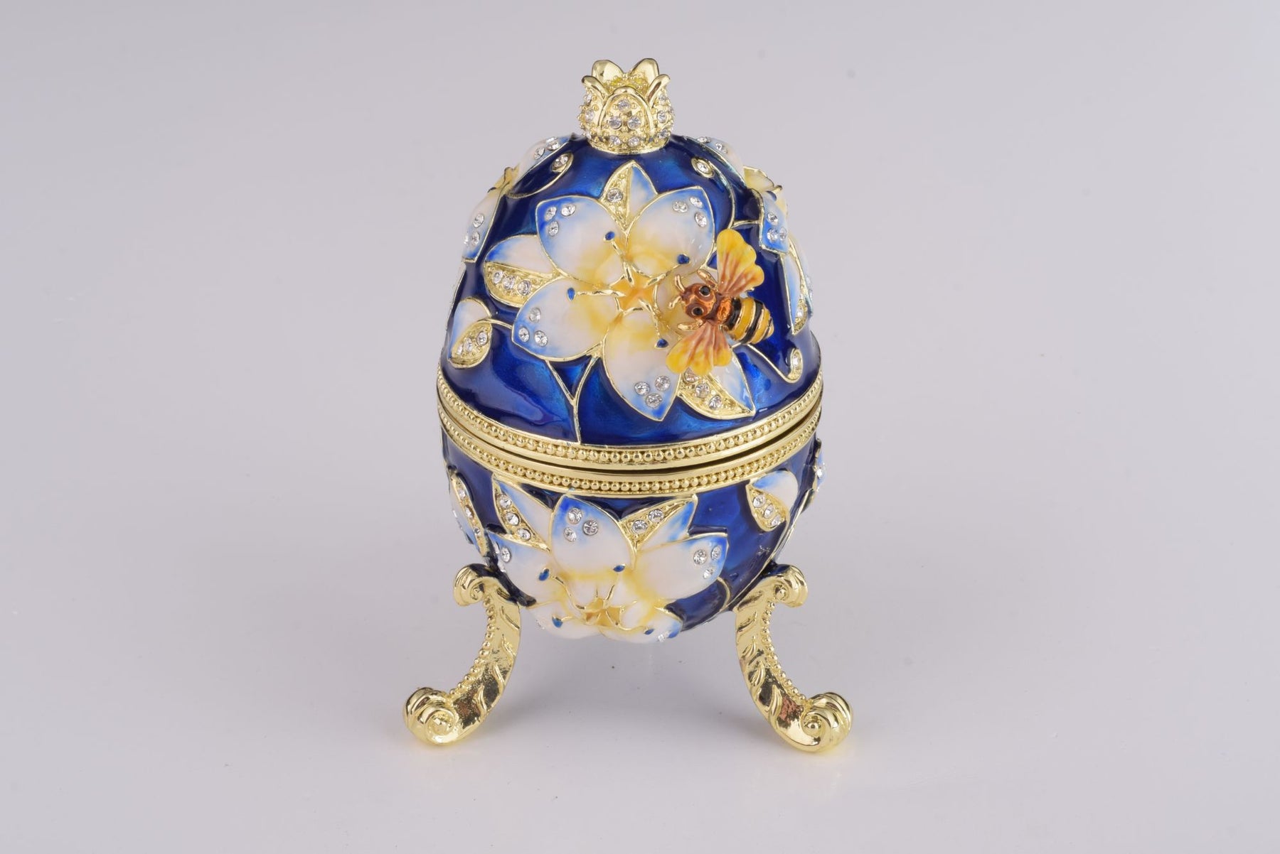 Blue Easter Egg with Bee & Flowers