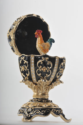 Black Faberge Egg with a Chicken Inside