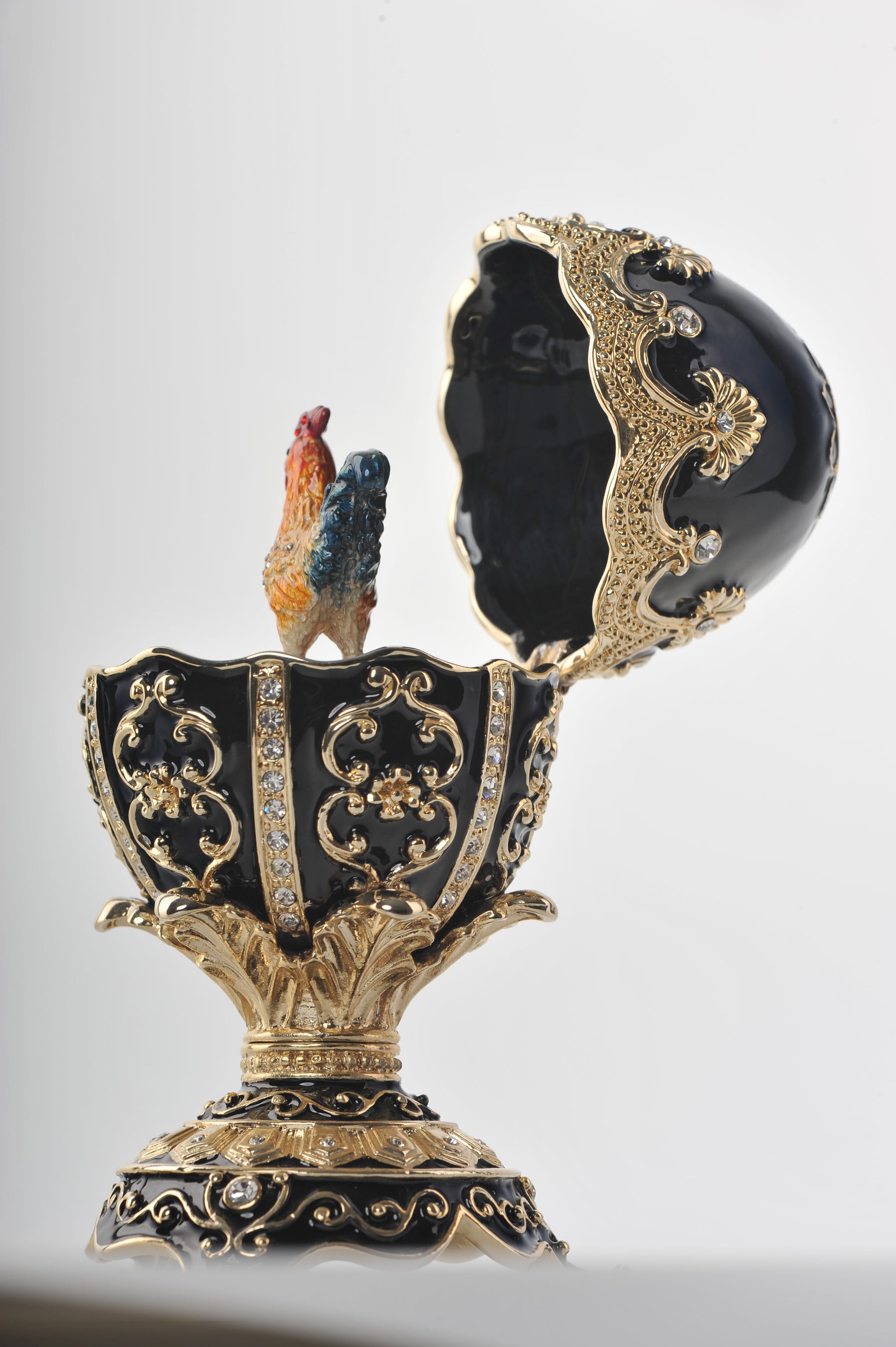 Black Faberge Egg with a Chicken Inside