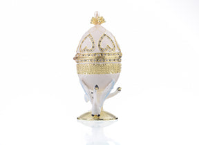 White Faberge Egg with Swans