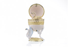 White Faberge Egg with Swans