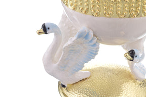 White Faberge Egg with Swans