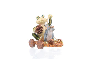 Frog and Squirrel on Wooden Car