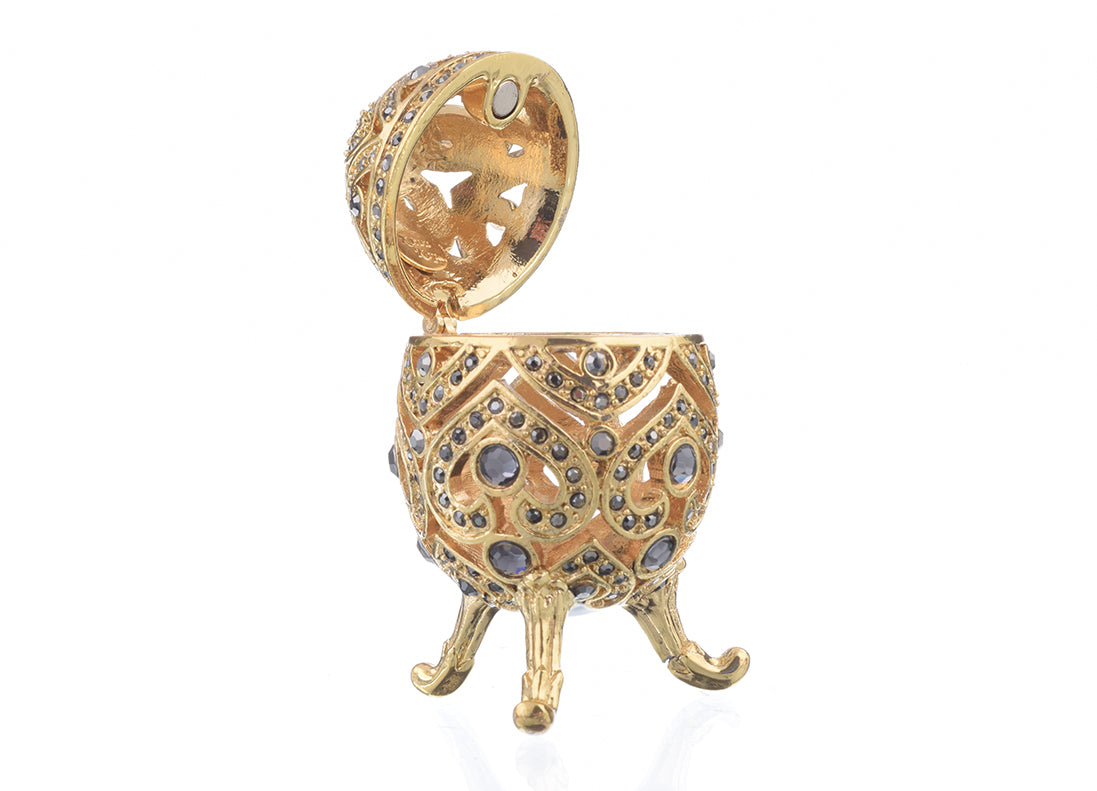 Gold Faberge Egg with Blue Crystals